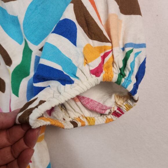 Tabitha Brown Target Mini Dress Women SZ LG Botanical Print Linen Blend Pockets - Picture 7 of 16